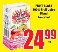 Fruit Blast 100% Fruit Juice Blend Assorted 1Ltr