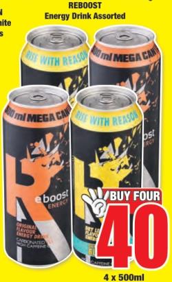 Reboost Energy Drink Assorted 4x500ml