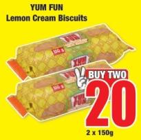 YUM FUN Lemon Cream Biscuits 2X150G