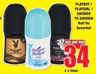 PLAYBOY / PLAYGIRL / SHOWER TO SHOWER Roll On Assorted