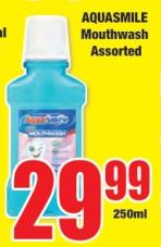 AQUASMILE Mouthwash Assorted 250ml