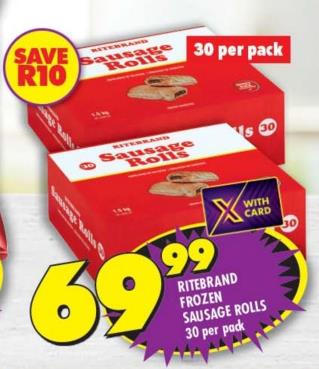 Ritebrand Frozen Sausage Rolls 30 Per Pack