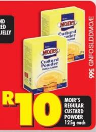 Moir's Regular Custard Powder 125g Each