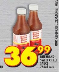 RITEBRAND SWEET CHILLI SAUCE 750ml Each