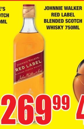 JOHNNIE WALKER RED LABEL BLENDED SCOTCH WHISKY 750 ml 