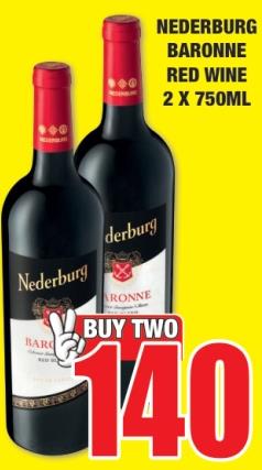 Nederburg Baronne Red Wine 2x750 ml 