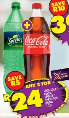 COCA-COLA/ FANTA/ STONEY SPRITE SOFT DRINK 1.25L