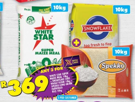 White Star SUPER Maize Meal 10kg SNOWFLAKE T FLOUR SPERRO LONG GRAN ARBORED RICE 10kg