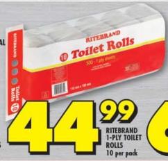 RITEBRAND Toilet Rolls 10per pack