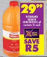 Ritebrand Squash Concentrate 2Ltr