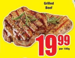 Grilled Beef Per 100 gm 