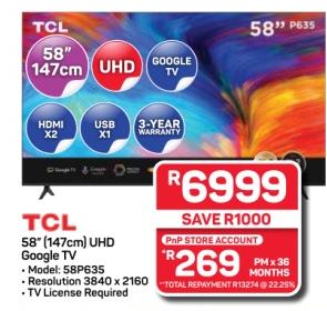 TCL 58" (147cm) UHD Google TV