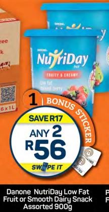 Danone NutriDay Low Fat Fruit or Smooth Dairy Snack Assorted