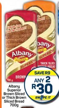 Albany Superior Brown Sliced or Thick Brown Sliced Bread