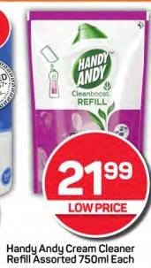 Handy Andy Cream Cleaner Refill Assorted 750ml Each