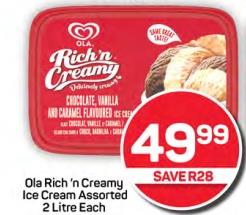 Ola Rich 'n Creamy Ice Cream Assorted 2 Ltr