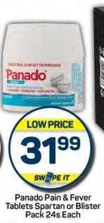 Panado Pain & Fever Tablets Spartan or Blister Pack