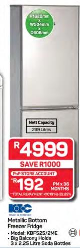 Metallic Bottom Freezer Fridge 239 Ltr