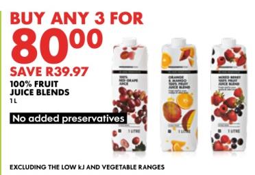 Woolworths100% Fruit Juice Blends 1L