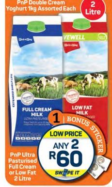 Full Cream Milk and Low Fat ANY 2