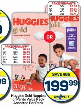 Huggies Gold Nappies or Pants Value Pack Assorted Per Pack