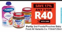 Purity 2nd Foods/Pouches Baby Food All Variants ANY 3 FOR