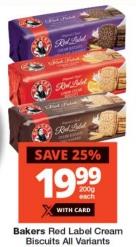 Bakers Red Label Cream Biscuits All Variants 200g