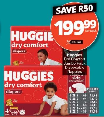 Huggies Dry Comfort Jumbo Pack Disposable Nappies