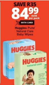 Huggies Pure/Natural Care Baby Wipes 4x56 per pack