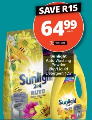 Sunlight Auto Washing Powder 2 Kg / Liguid Detergent 1.5 Ltr 