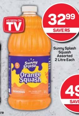 Sunny Splash Squash Assorted 2 Litre Each