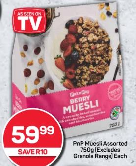 Pnp Muesli Assorted 750g (Excludes Granola Range ) Each