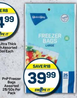 PnP Freezer Bags Assorted 25/50s Per Pack