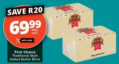 First Choice Traditional Style Salted Butter Brick 500gm