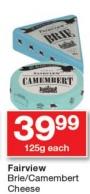 Fairview Brie/Camembert Cheese 125gm