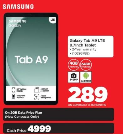 Galaxy Tab A9 LTE 8.7 Inch Tablet 64Gb