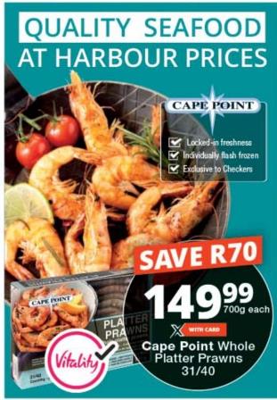 Cape Point Whole Platter Prawns 31/40 700gm 