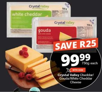 Crystal Valley Cheddar/Gouda/White Cheddar Cheese 750g