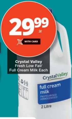 Crystal Valley Fresh Low Fat/ Full Cream Milk