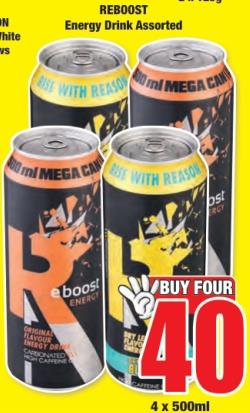 Reboost Energy Drink Assorted 4x500ml