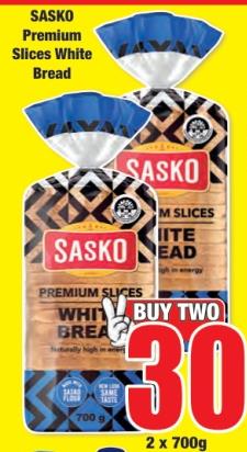 Sasko Premium Slices White Bread 2x700g