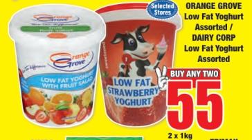 Orange Grove Low Fat Yoghurt Assorted 2 x 1kg