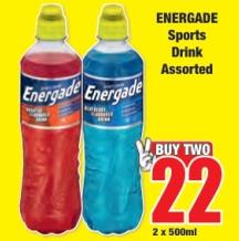 ENERGADE Sports Drink Assorted 2x500ml