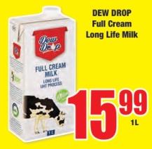 DEW DROP Full Cream Long Life Milk 1ltr