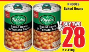 Rhodes Baked Beans 2X410gm