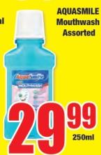 AQUASMILE Mouthwash Assorted 250ml 