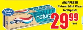 Aquafresh Natural Mint Clear Toothpaste 75Ml