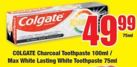 Colgate Charcoal Toothpaste / Max White Lasting White Toothpaste