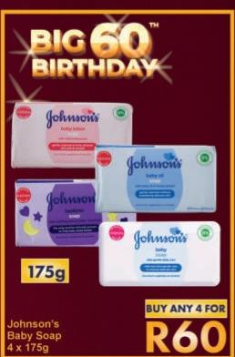 Johnson's Baby Soap 4x175g