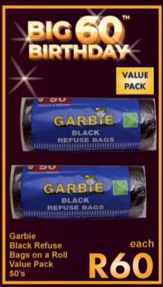 Garbie Black Refuse Bags on a Roll Value Pack 50's